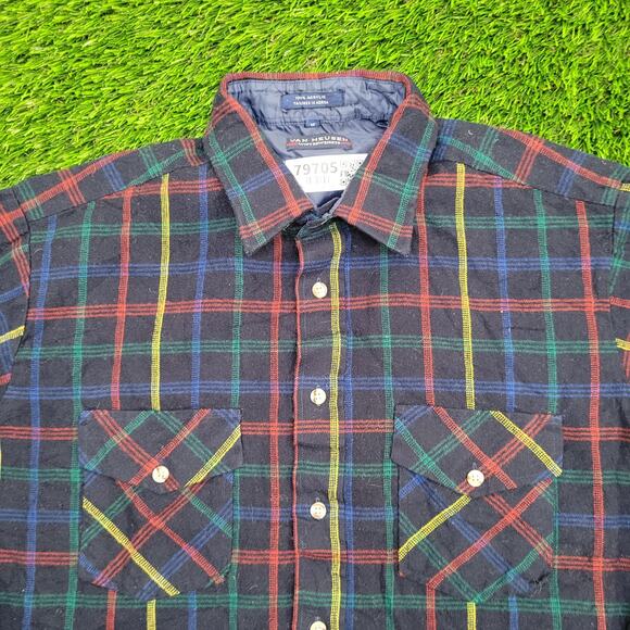 Vintage 90s Van-Heusen Western Plaid Shirt Large 24x29 Baggy - Picture 8 of 11